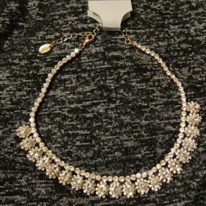 Clear Crystals Set in Gold Necklace by Guess.